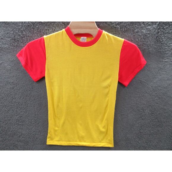 Vintage NWOT Dodger Sportswear Men's Small 100% Orlon Red & Yellow T-Shirt - Picture 1 of 11